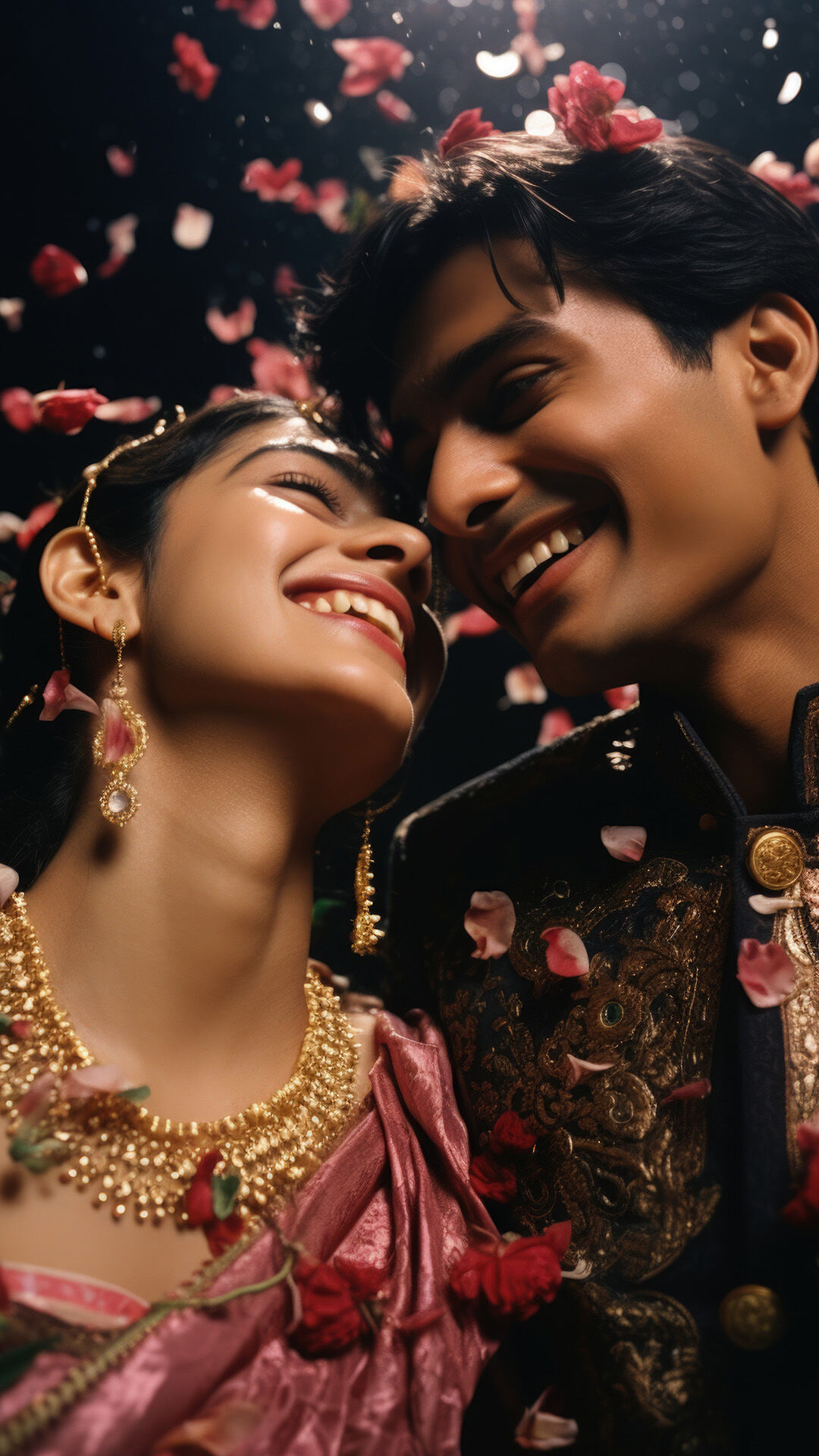 Couple eomantically enjoying on  their wedding day